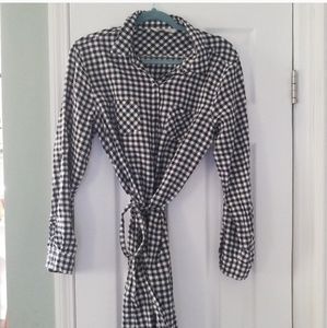 Black and White Checkered Shirt Dress